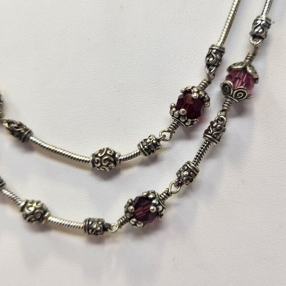 Brighton Glass Mountain Double Chain Layered Necklace Multi Color Crystal Boho - Picture 2 of 6